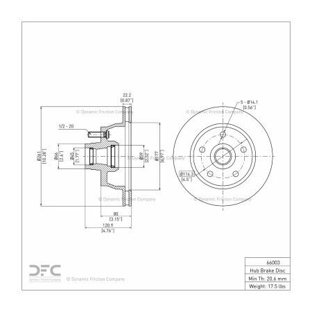 Dynamic Friction Co Disc Brake Rotor - 600-66003 600-66003